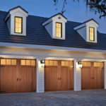 Home with three Canyon Ridge carriage house style garage doors