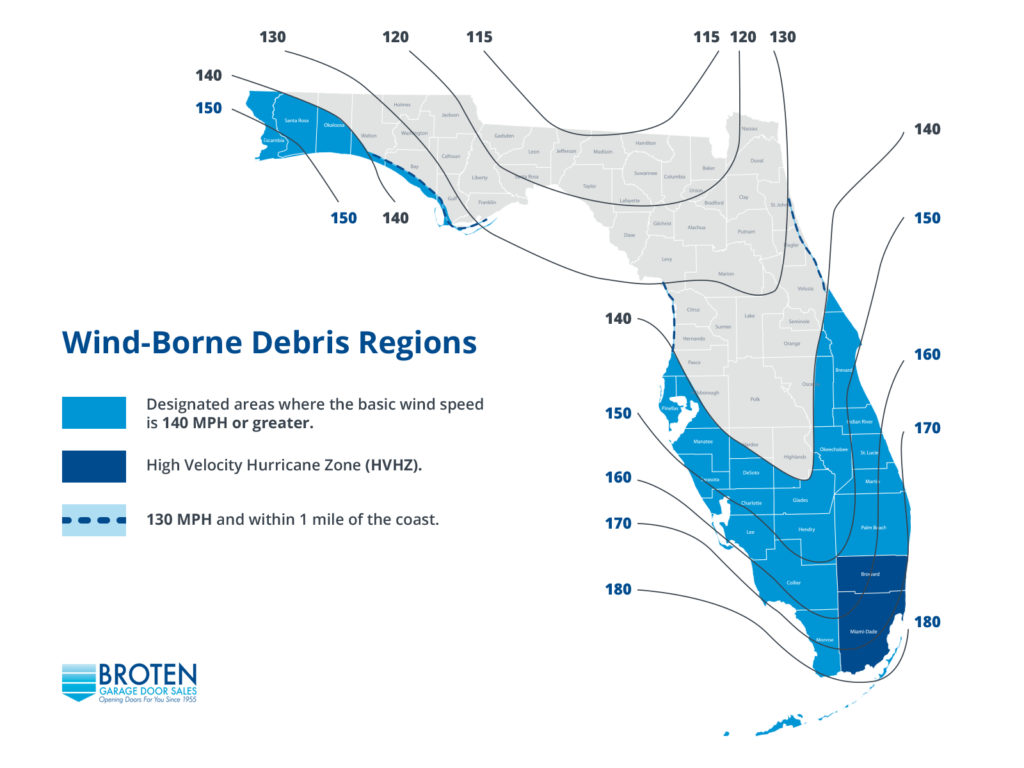 Map of wind-borne debris regions