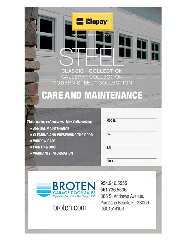 Care and maintenance manual